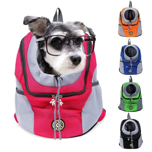 New Double Shoulder Portable Travel Backpack Outdoor Pet Dog Carrier Bag Pet Dog Front Bag Mesh Backpack