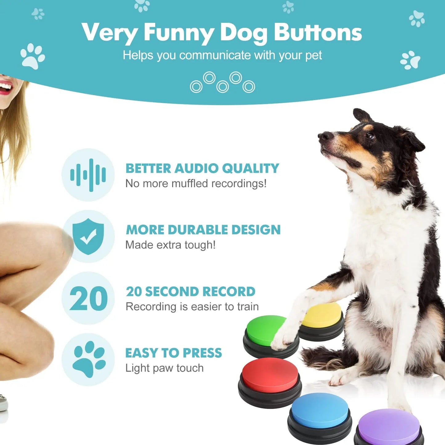 Voice Recording Button Pet Toys Dog Buttons for Communication