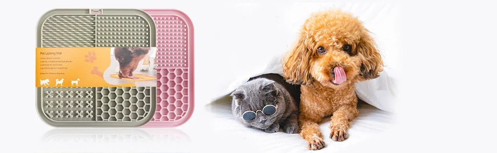 Poursweet Dog Lick Mat with Suction Cups Slow Feeders Licking Pet Anxiety Relief Cat Training for Food, Yogurt, Peanut Butter