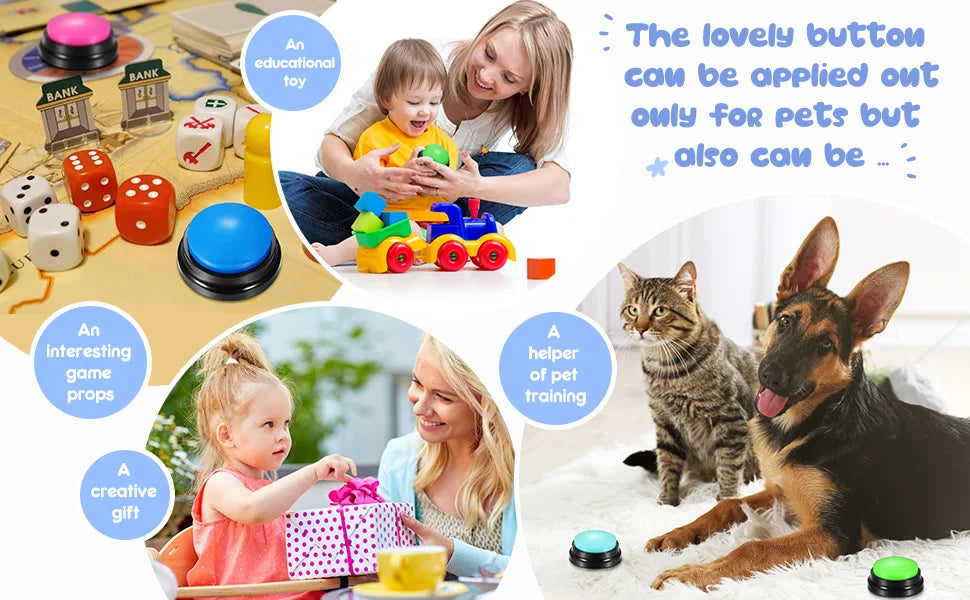 Voice Recording Button Pet Toys Dog Buttons for Communication Pet Training Buzzer Recordable Talking Button Intelligence Toy