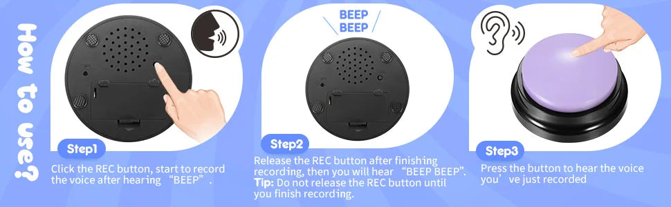 Voice Recording Button Pet Toys Dog Buttons for Communication Pet Training Buzzer Recordable Talking Button Intelligence Toy