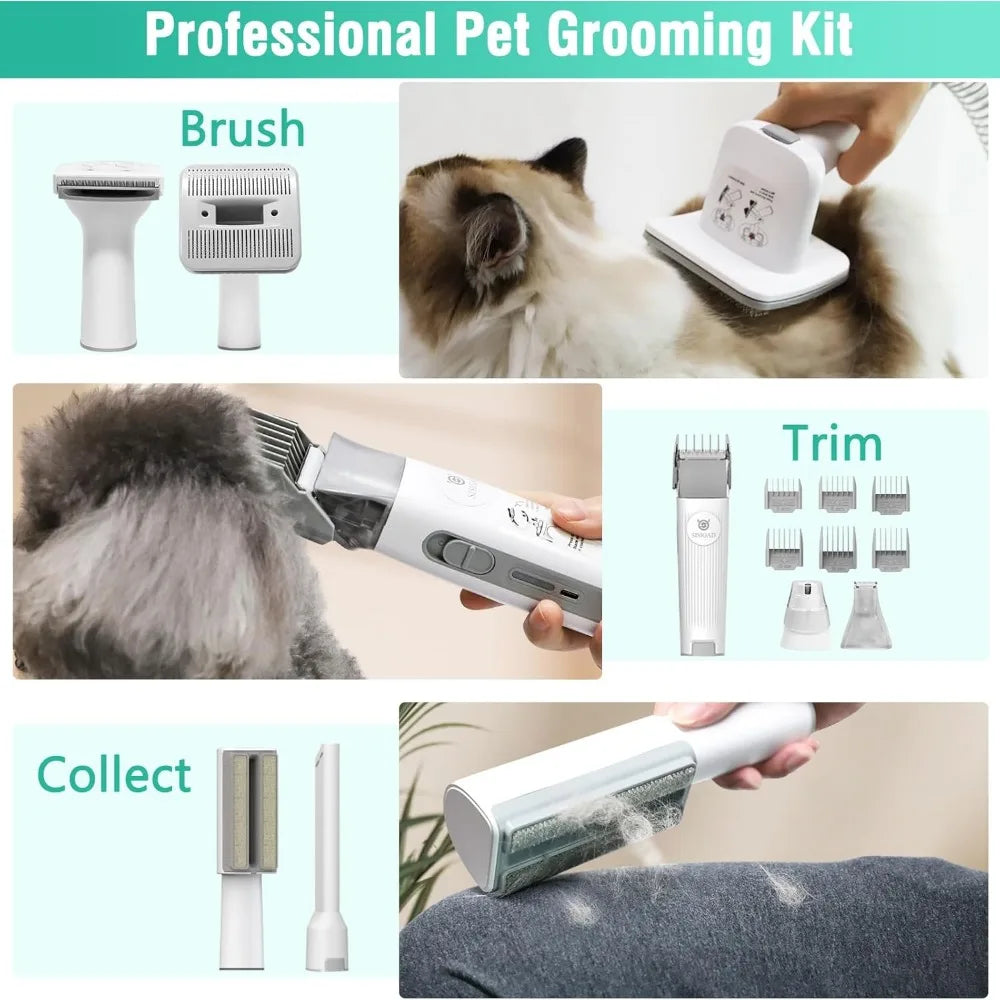 Dog Grooming Kit,Pet Hair Vacuum,Dog Grooming & Low Noise Hair Vacuum,Professional Clippers Nail Trimmer Grinder