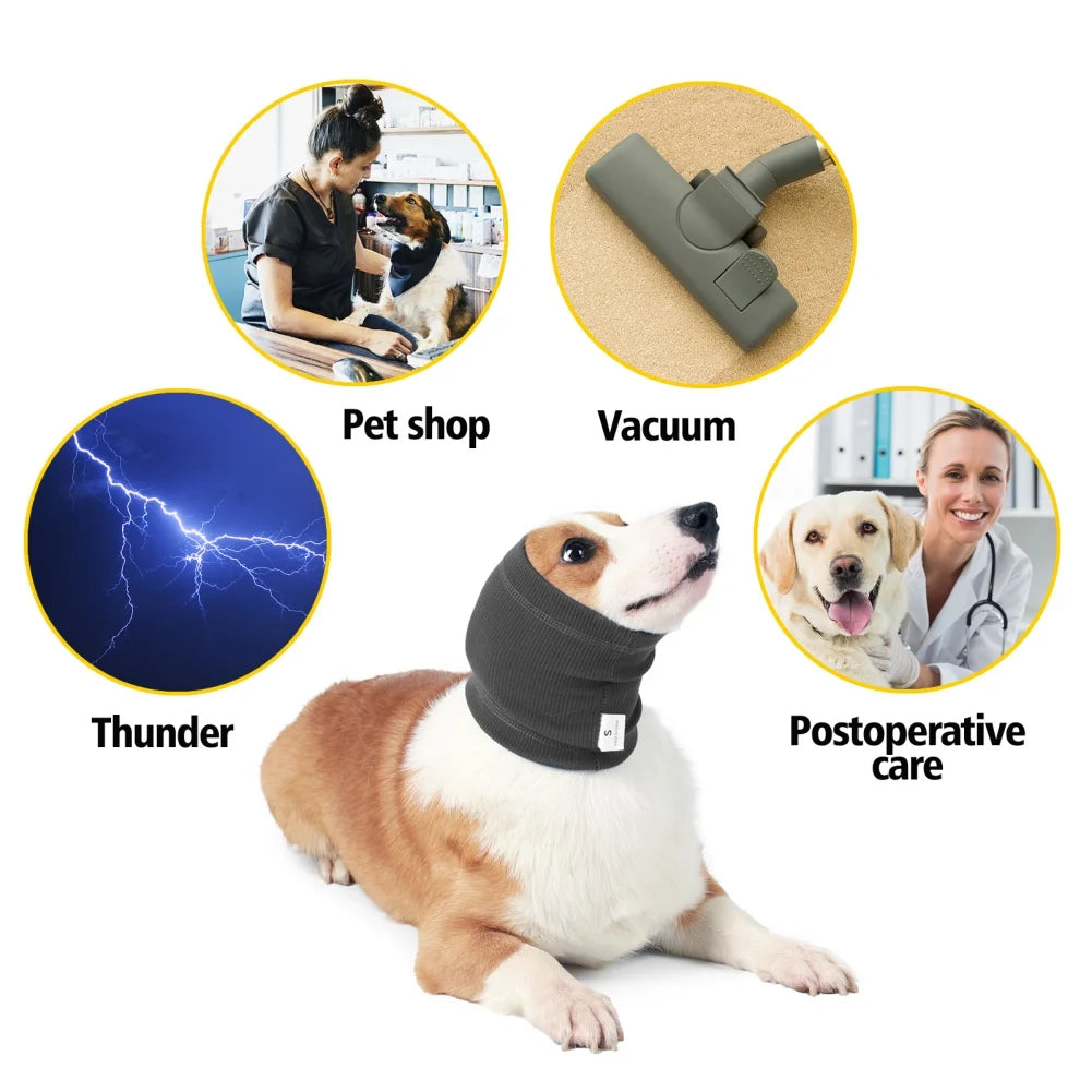 Quiet Ears for Dogs Hoodies Noise Block Ear Protector Recovery Dogs Ear Wrap for Anxiety Relief Calming Grooming Neck Ear Warmer