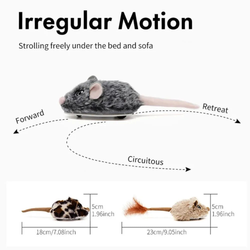 Interactive Cat Toys Electric Intelligent Moving Mouse Automatic Tail Shaking Squeak Mouse USB Charging Plush Cats Teasing Toy