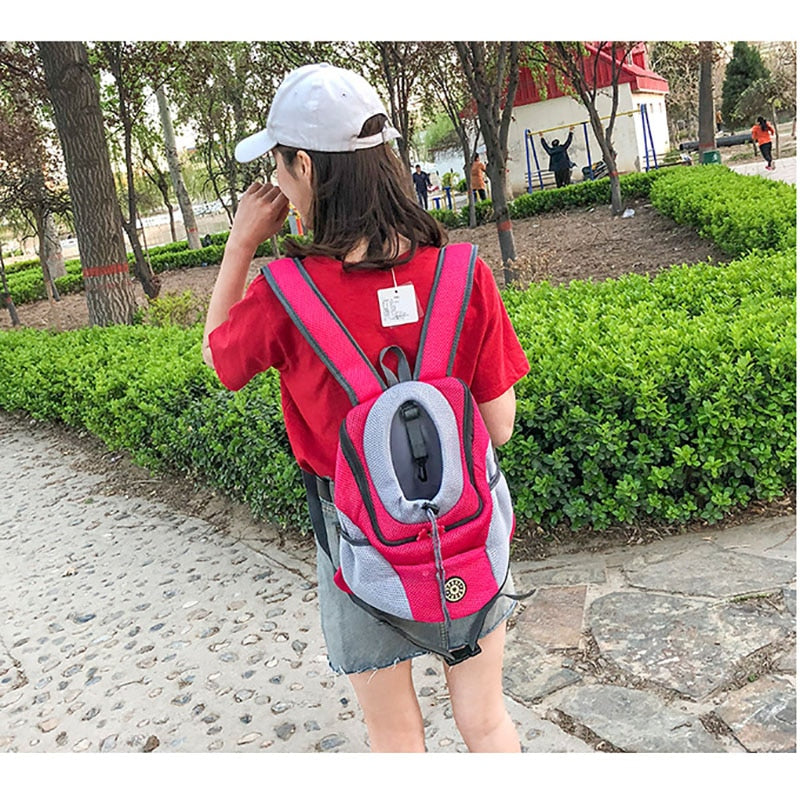 New Double Shoulder Portable Travel Backpack Outdoor Pet Dog Carrier Bag Pet Dog Front Bag Mesh Backpack