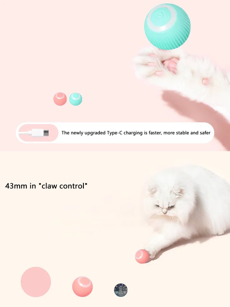 MADDEN Smart Cat Toys Automatic Rolling Ball Electric Cat Toys Interactive Balls for Puppy Dog Kitten Training Toy Pet Supplies