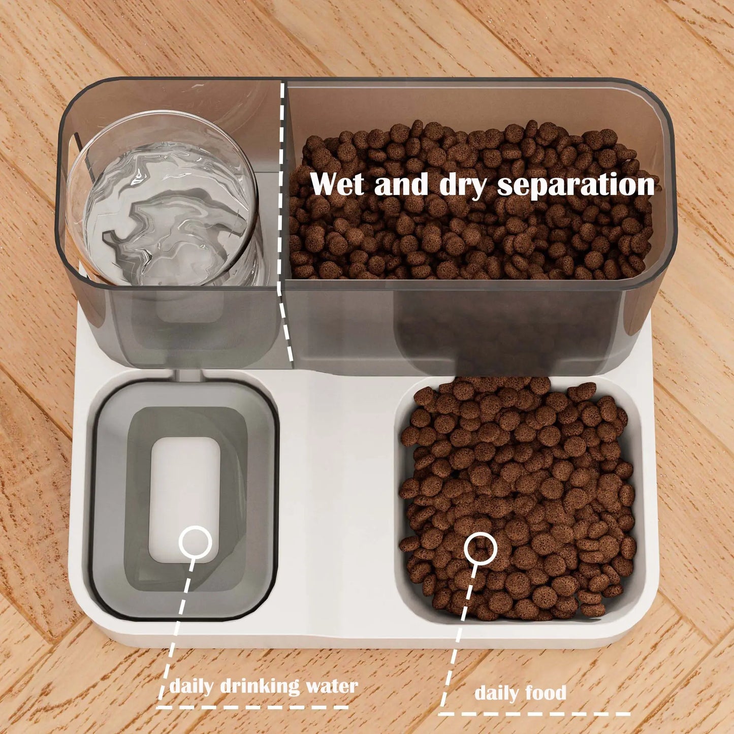 Large Capacity Automatic Cat Food Dispenser Drinking Water Bowl Pet Supplies Wet and Dry Separation Dog Food Container