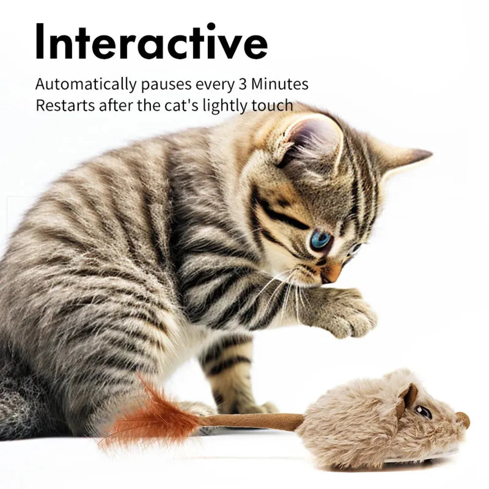 Interactive Cat Toy Moving, Tail Shaking, Squeaking Mouse