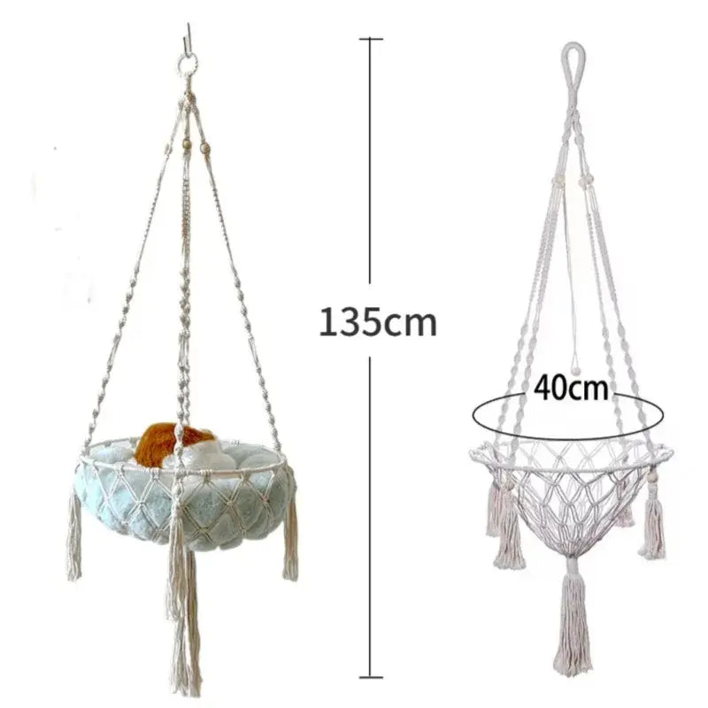 New Pet Hammock Cat Swing Hand Woven Cotton Rope Cats Hanging Basket