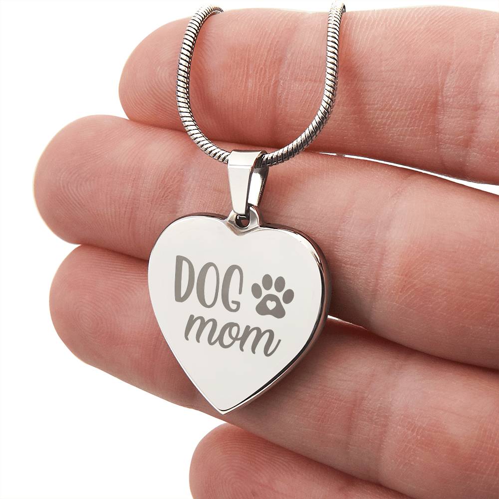 Steel Heart Necklace - Dog Mom