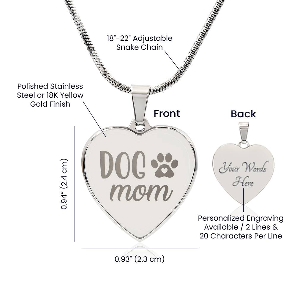 Steel Heart Necklace - Dog Mom