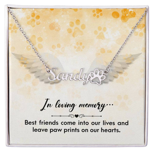 Personalized Paw Print Name Necklace - In Loving Memory