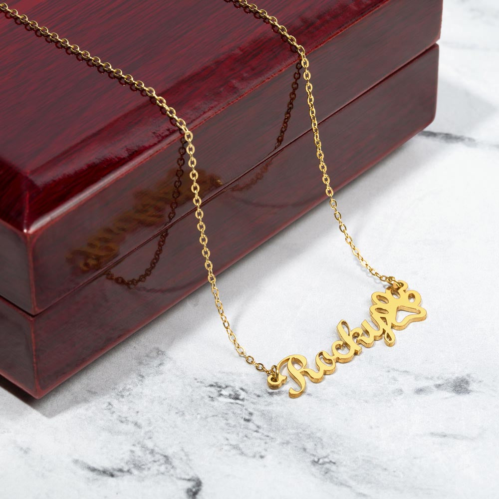 Personalized Paw Print Name Necklace - Best Friends