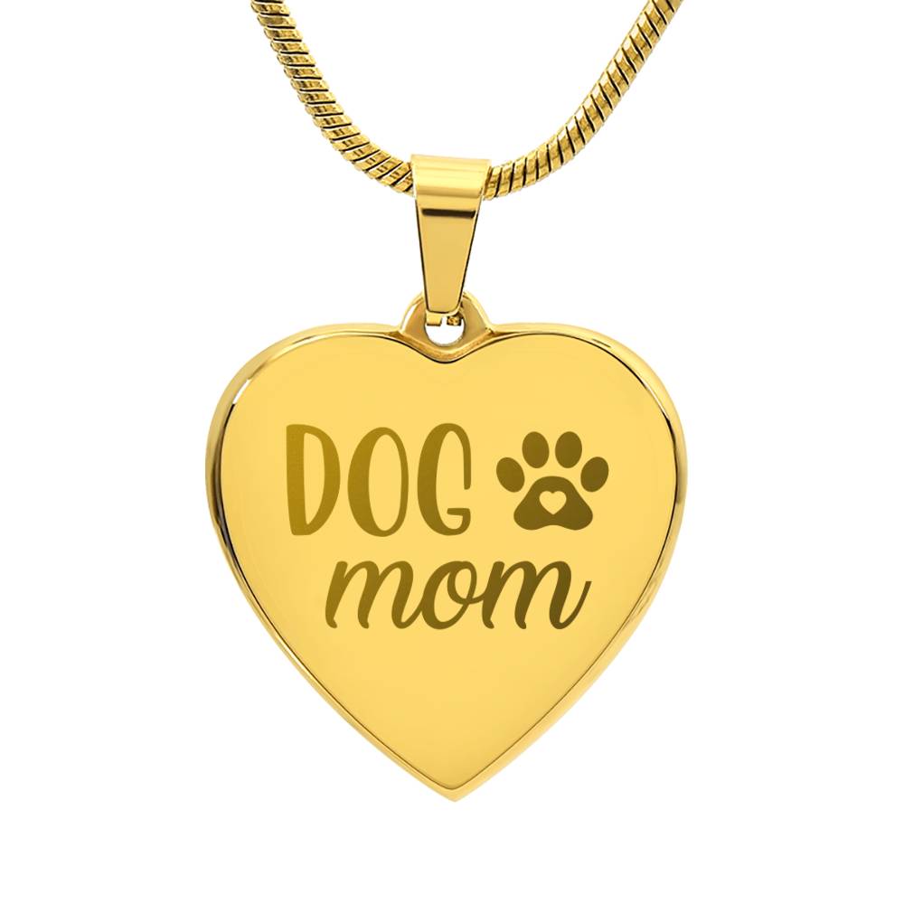 Steel Heart Necklace - Dog Mom