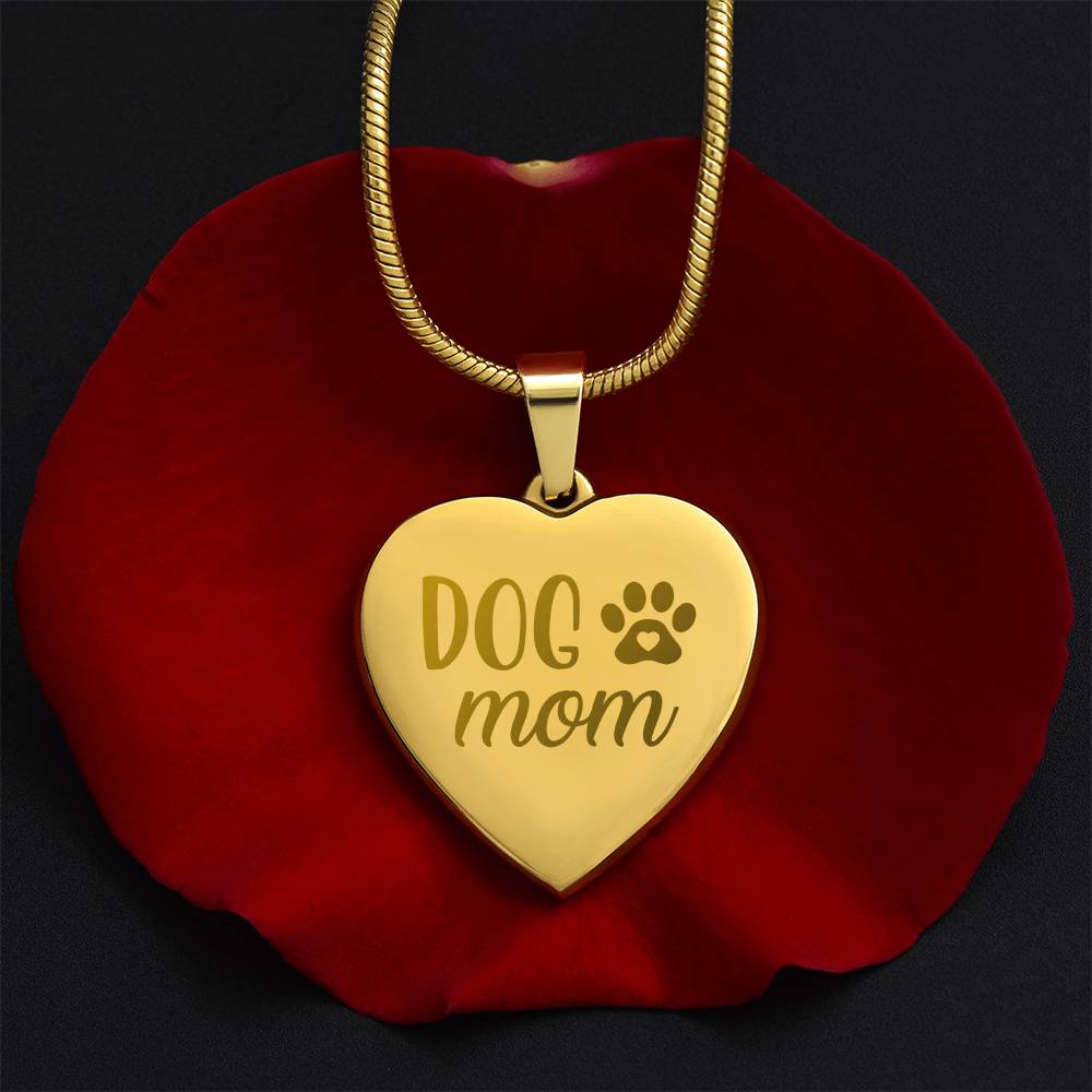 Steel Heart Necklace - Dog Mom