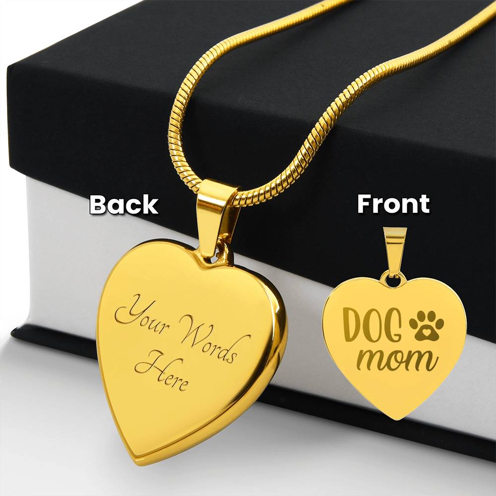 Steel Heart Necklace - Dog Mom