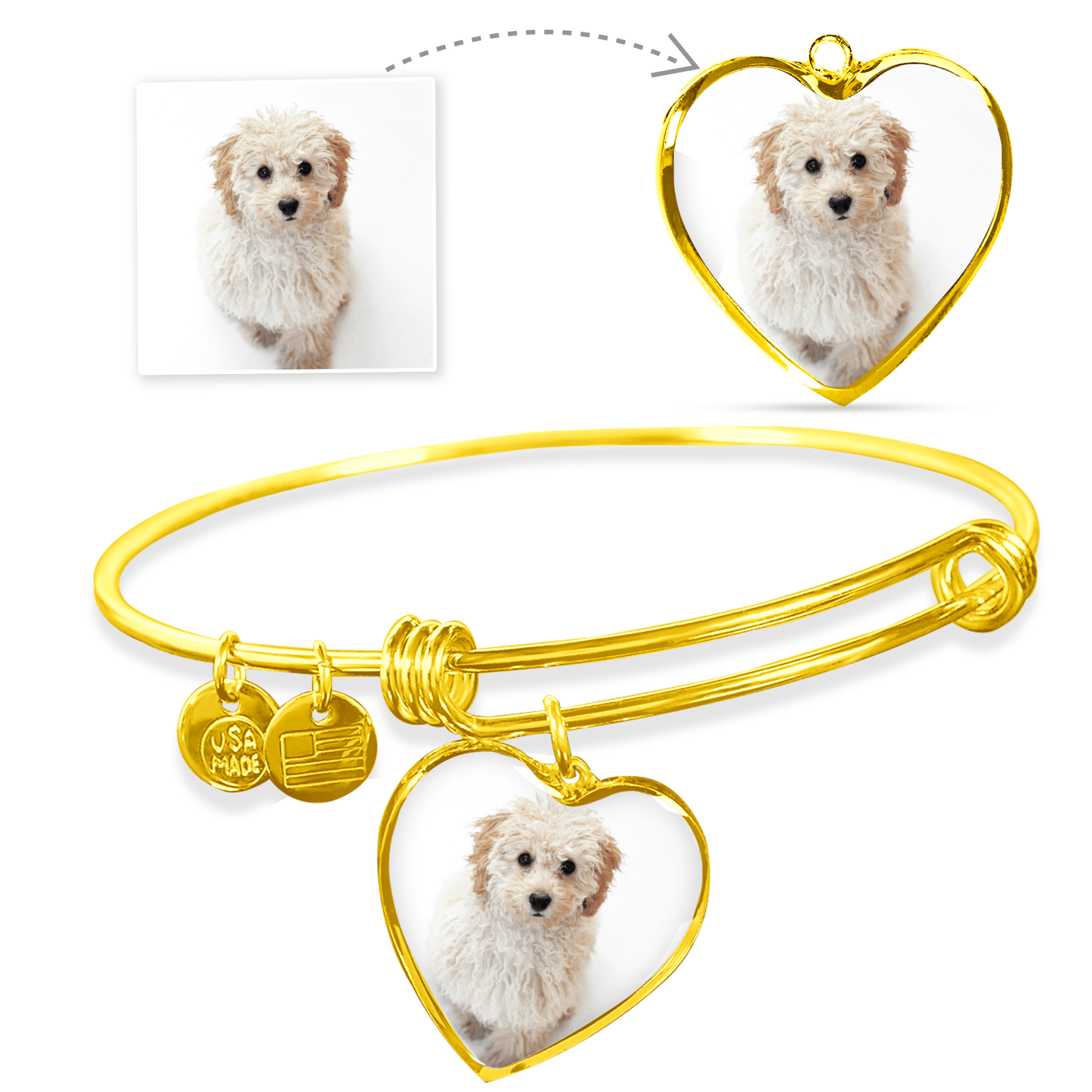 Personalized Photo & Message Heart Bangle