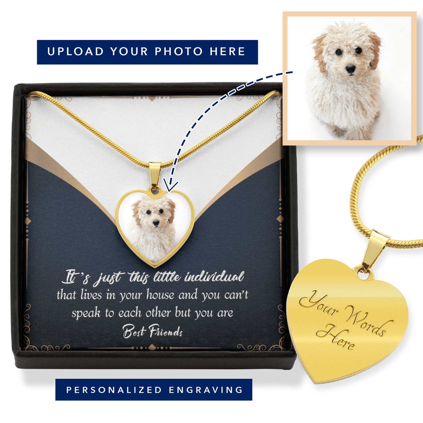 Custom Photo Heart Necklace - Best Friends