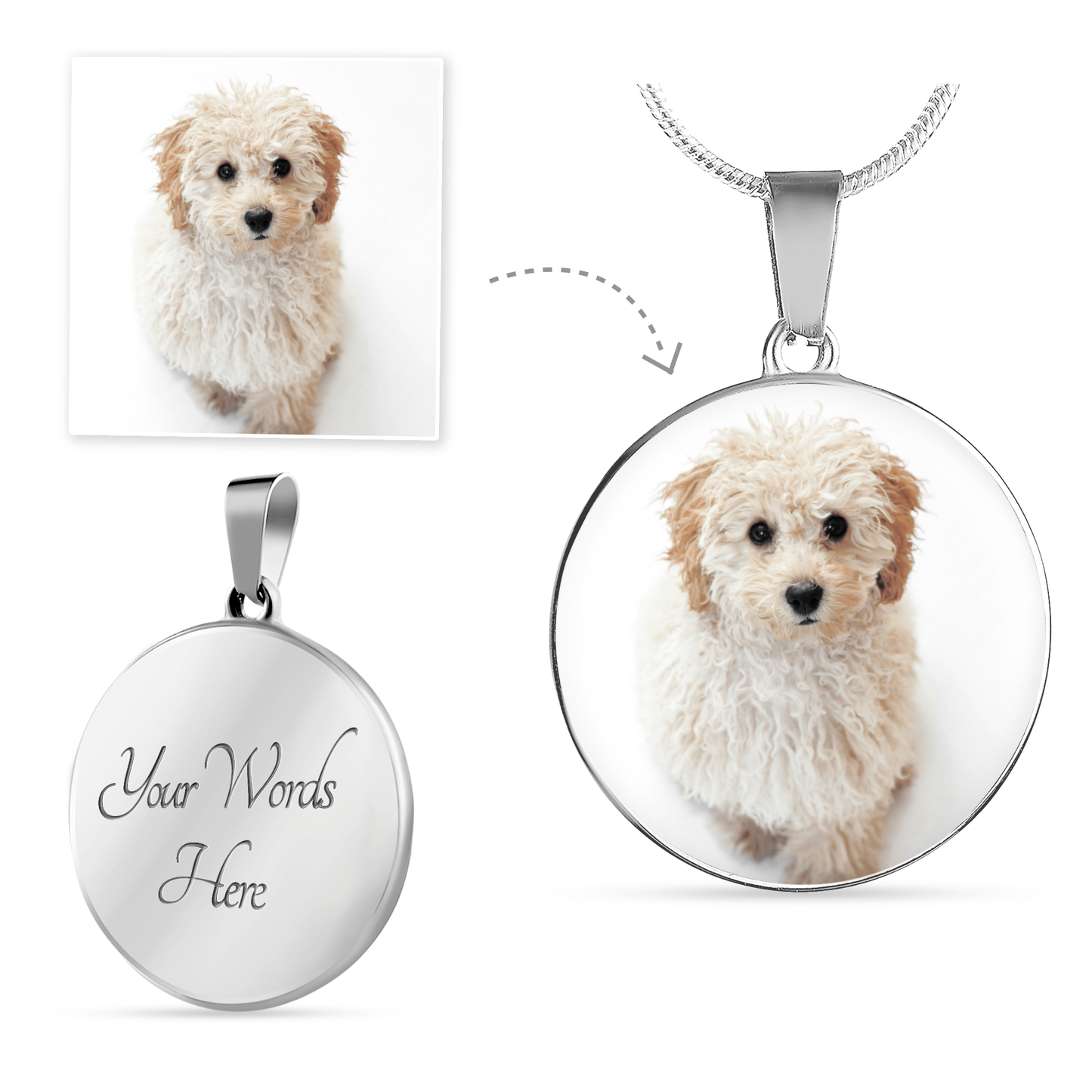 Personalized Photo & Message Circle Pendant