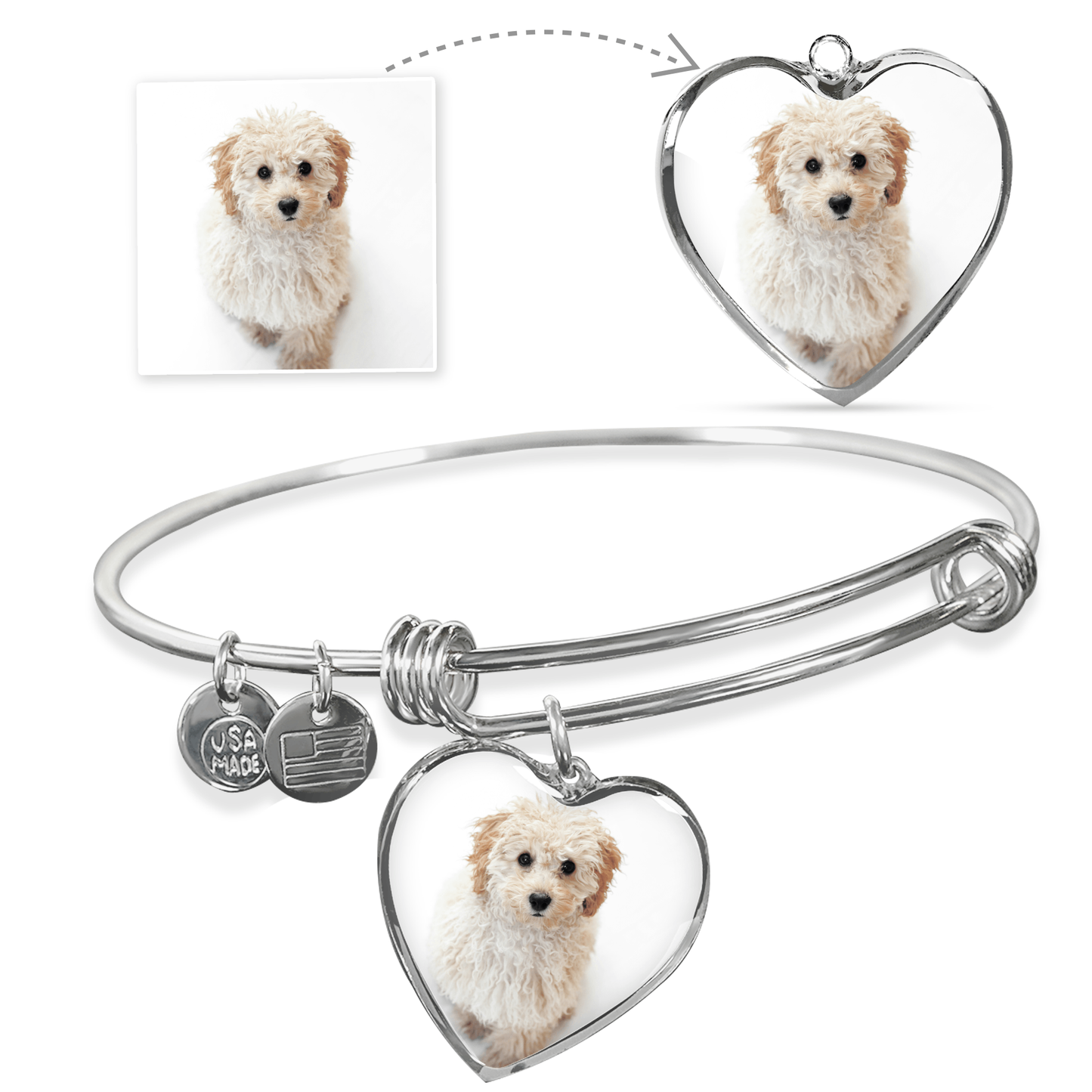 Personalized Photo & Message Heart Bangle