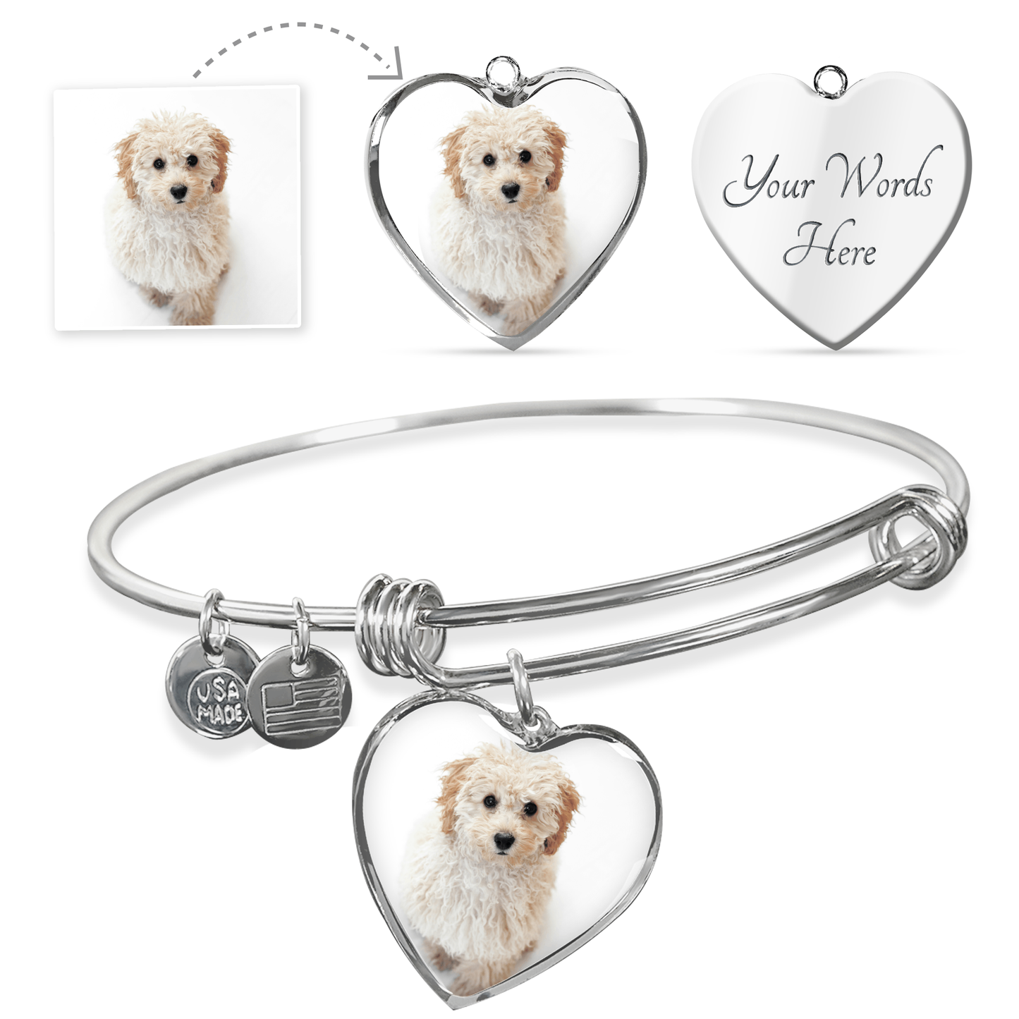 Personalized Photo & Message Heart Bangle