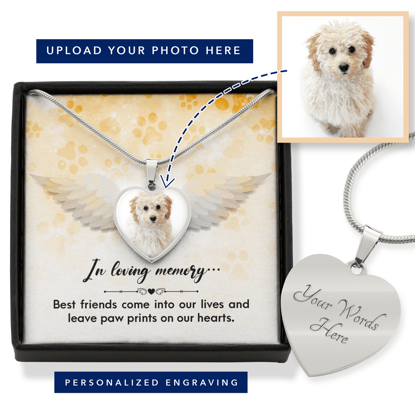 Custom Photo Heart Necklace - In Loving Memory